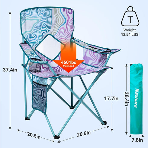 2 Pack 2 Pack) Nazhura Folding Camping Chair with Cooler Pouch, Mesh Backrest and Cup Holder Pocket (Flower