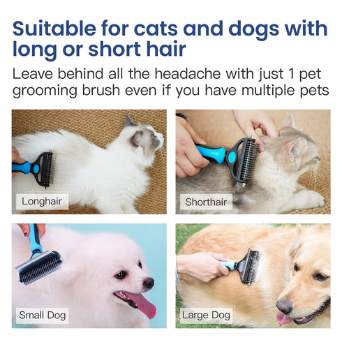 Potaroma Versatile Pet Grooming Brush, Double Sided Shedding and Dematting Undercoat Rake, Reduces Shedding by 95% for