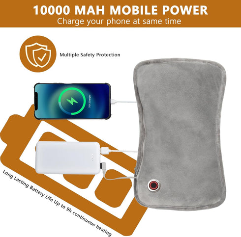 Hand Warmers Rechargeable, 10000mAh Electric Heated Gloves Power Bank with Double-Sided Heating for Hunting Camping