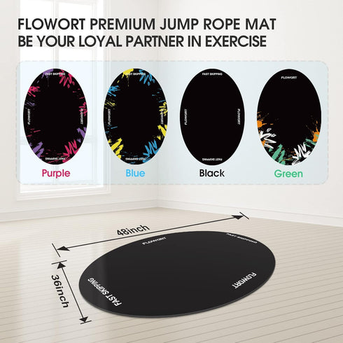 Jump Rope Mat - Large Rubber Exercise Mat, Non-Slip Oval Design for Indoor Outdoor Workout & Rope Protection