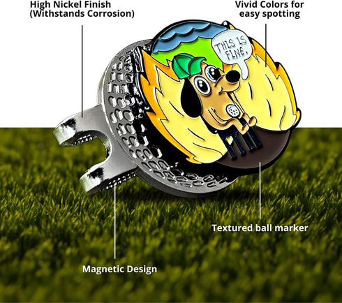 Wolph This is FINE Golf Ball Marker - Magnetic Hat Clip, Funny Golf Gifts and Accessories for Men Women
