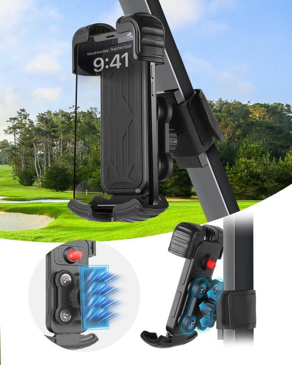 Magnetic Golf Cart Phone Holder Mount with Vibration Dampener & Ultra-Strength Neodymium N52 Magnets for EZGO/Club