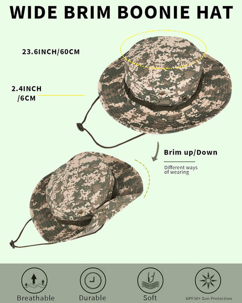 Sun Hats for Men Women - Bucket Hat UPF 50+ Boonie Hat, Foldable UV Protection for Summer