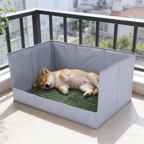 Julihai Dog Grass Pad with Tray, Artificial Turf Dog Litter Box Foldable Potty Tray Leak Proof for Indoor Outdoor Small