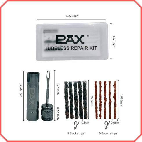 PAX 12 Pcs Tubeless Bike Tire Repair Kit, Includes Storage Canister, Plugger Tool, and Plugs for Fast Repairs