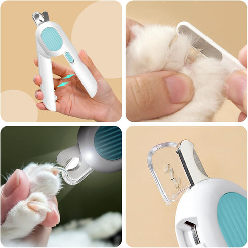 Odoland Cat Nail Clipper with LED Light, Nail File, Dog Claw Trimmer - Pet Grooming Tool for Tiny Dog Cat Kitten Bunny