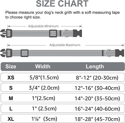 Joytale Reflective Dog Collar, Soft Neoprene Padded Breathable Nylon for Large Dogs (Gray, L)