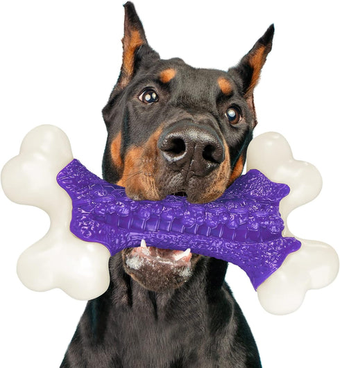 Tough Dog Chew Toys for Large Medium Breeds, Indestructible Bone Toy, Natural Nylon Heavy Duty Teething Training