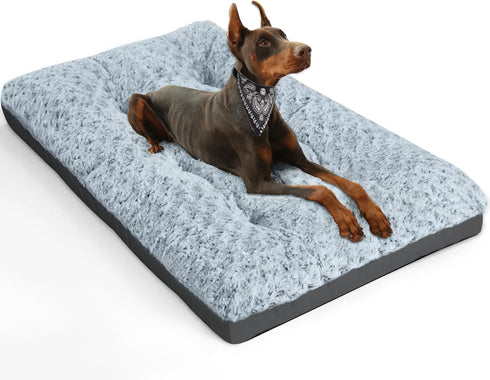 POCBLUE Deluxe Washable XL Dog Bed, Dog Crate Mat 42 inch, Comfy Fluffy Kennel Pad, Anti-Slip for Dogs Up to 90 lbs,