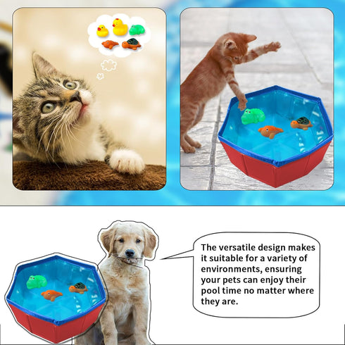 VEINARDYL 2 5 Swimming Swimming pcs Cat Pool Toys with pcs Toys, Foldable PVC Cat Splash Play Pool Water Mat Funny