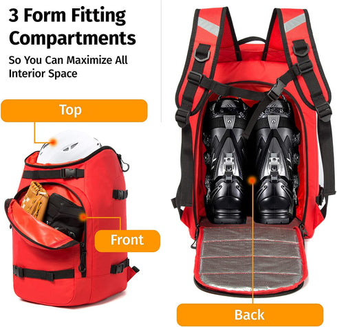 Hamish Ski Boot Bag - 50L Waterproof Backpack for Ski Boots, Snowboard, Helmet, Goggles & Accessories