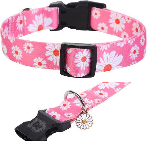 MR. CHUBBYFACE Flower Daisy Dog Collar Spring Floral Soft Adjustable Pet Boy Girl Collar for Small Medium Large Dogs