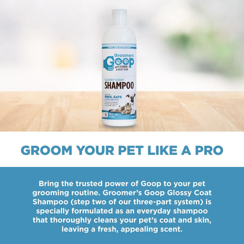 Groomer's Goop Glossy Coat Pet Shampoo - 16 oz Flip-Top Bottle for Shiny Fur