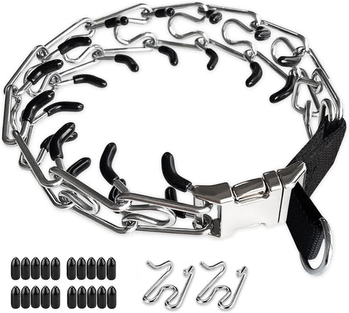 Prong Training Collar for Dogs, Adjustable Pinch Collar with Quick Release Buckle, No Pull Collar for All Breeds