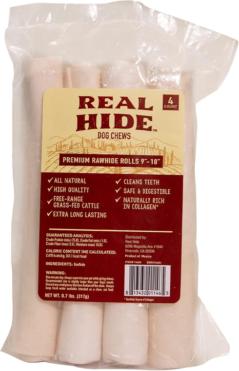 Real Hide | All Natural Dog Chew Treats - Premium Rawhide Rolls,