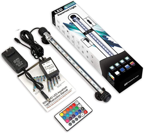 GreenSun LED Aquarium Light, Fish Tank Light with Remote Control, IP68 Waterproof Strip Bar Light, RGB Color Changing