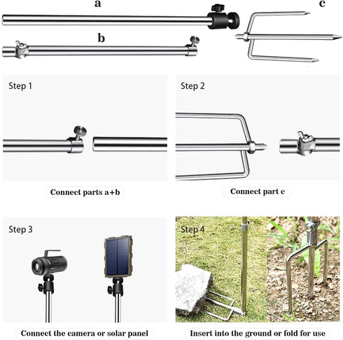 Trail & Game Camera Stand Mounts, Thick Foldable Stainless Steel Bracket, 360° Adjustable (2 Pack)