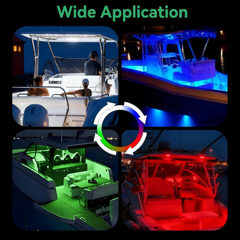 12V 4PCS, 4 Inches IP67 Sailboat RGBW Boat LED Courtesy Light Marine Courtesy Light Strip, Waterproof Boat Interior
