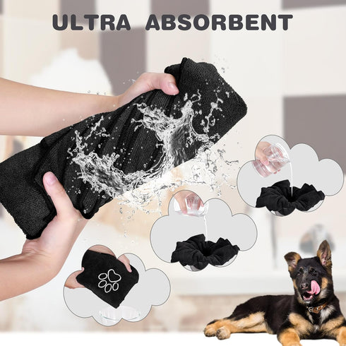 Chumia 4 Pack Extra Large Dog Towel, Quick Drying Microfiber Dog Bath Towel for Small, Medium, Large Dogs, Cats