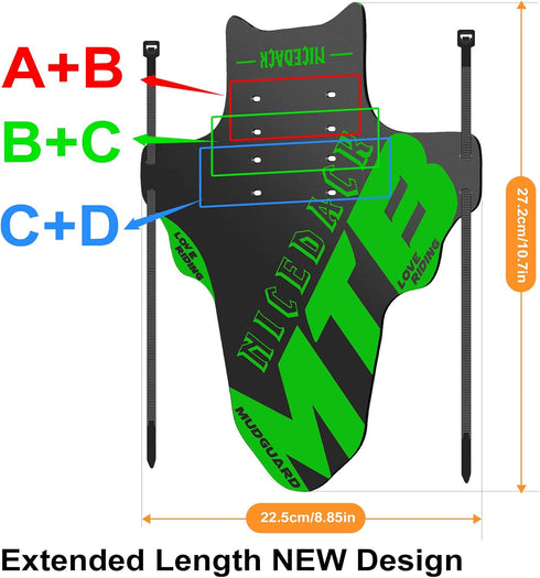 NICEDACK 2 Pieces Mudguards for Mountain Bike, Front and Rear Splash Guard Fit 20-29 Inch Bicycle (Green)