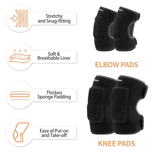 Knee Pads Elbow Pads Set for Kids, Youth Adjustable Protective Sets for Riding, Rollerblading, Skating