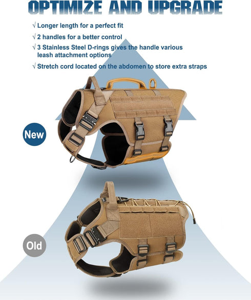 Tactical Dog Harness - PETNANNY Service Dog Vest for Large Dogs with Reflective Patches and Handle