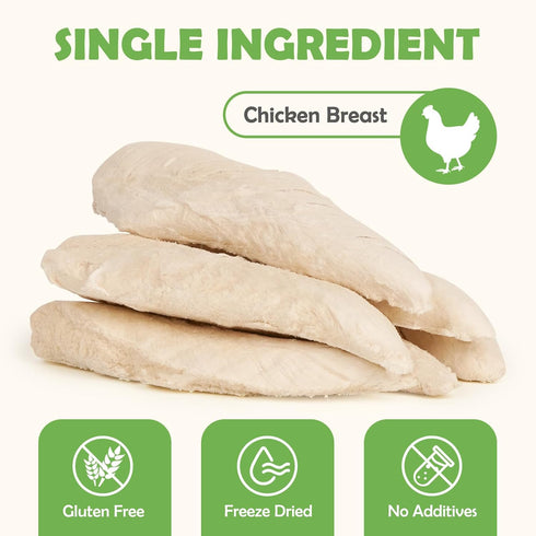 MON2SUN 9.2oz Freeze Dried Chicken Breast Dog & Cat Treats - Whole Cut, Single Ingredient, High Protein, Grain & Gluten