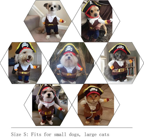 NACOCO Pirates of The Caribbean Style Pet Dog Costume, Brown (XS) for Cat