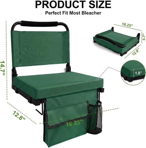 Siuzon Stadium Seats for Bleachers with Back Support, Folding Bleacher Seat for Sports Games, Concerts Floor Sport