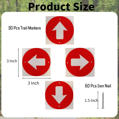 Trail Markers Pack of 30, Bright Reflective Trail Marker Aluminum Signs Mark Your Trees for Hiking, Camping, Hunting
