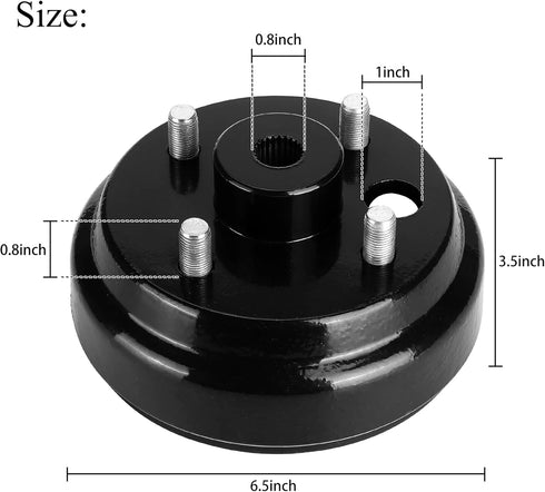 Golf Cart Brake Drum Hub Assembly for EZGO TXT PDS 1982-up Electric & 1982-1993 2-Cycle Gas, Replace OEM# 19186G1P