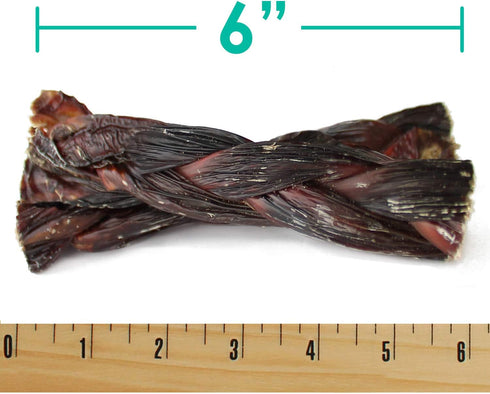 6" (10pc) 100% SUPERCAN BULLYSTICKS Braided Beef Bully Sticks for Small Medium Large Dogs - Natural Dog Chews - Long