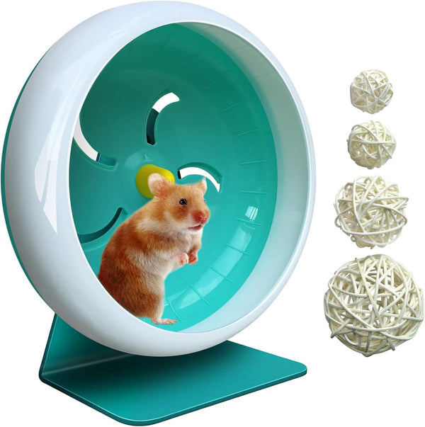 Silent Hamster Wheel, Adjustable Stand Super-Silent Exercise Wheel for Hamsters, Gerbils, Mice, Small Pets (7in, Blue A)