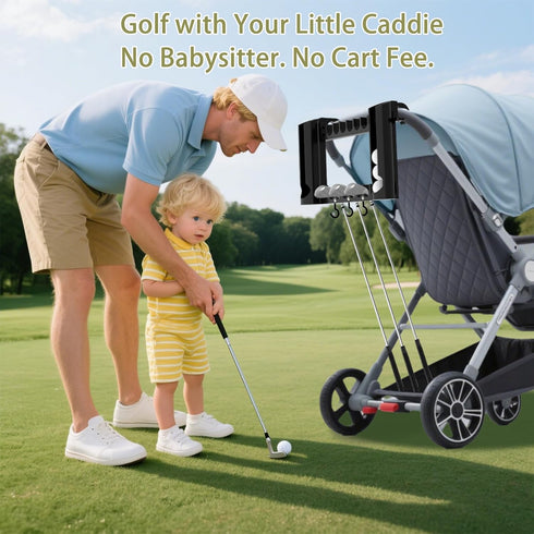 Hailinbeibei 16-Club Golf Stroller Attachment - Stroller Golf Caddy & Golf Club Holder, PETG Safe & Capacity, Fits