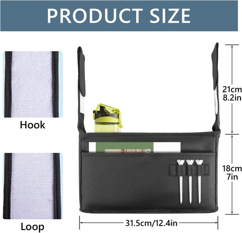 TUYUU Golf Push Cart Accessories, Organizer Storage Bag, Pouch Bag, Drink Holder for Push Cart, Golf Gift for Men