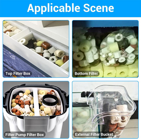 Segarty Filter Media, 12 in 1 Bio Media for Aquarium Sump Filter, Ceramic Rings Activated Carbon Bio Balls for Koi Fish