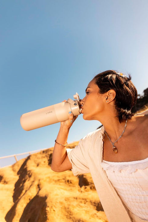 LARQ Bottle Swig Top 23oz, Insulated Stainless Steel Water Bottle with Built-In Handle, Mojave Dune
