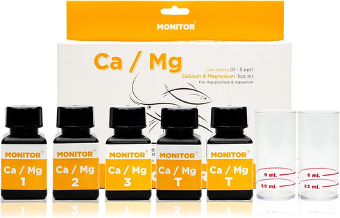 Monitor Calcium/Magnesium Low Salinity Test Kit, 120 Tests for Aquarium Water Quality