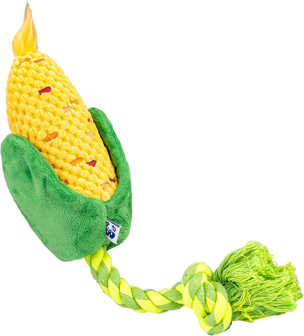 Corn Cob Tug Rope Dog Toy - Squeaky Gift for Puppy Birthday