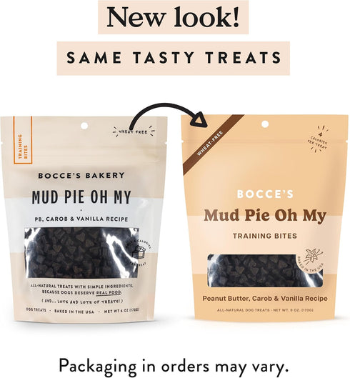 Bocce's Bakery Mud Pie Oh My Training Treats for Dogs, 6 oz Wheat-Free PB, Carob, & Vanilla Recipe