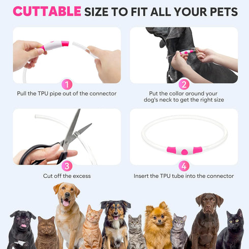 Light Up Dog Collar, Waterproof LED Pet Collar Rechargeable, TPU Cuttable Glow in The Dark for Night Walking (Pink)