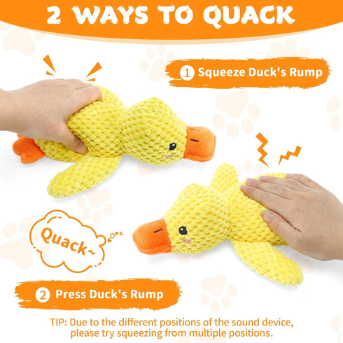 2026 9.8"x8.6"(S) Calming Duck Toy for Dogs, New Interactive Crinkle Toy with Quack Sound for Dogs Teeth, Soft Stuffed
