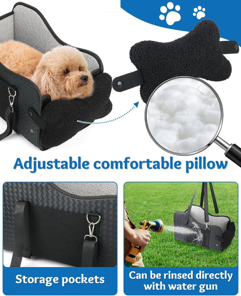 Vokvaktak Center Console Dog Car Seat, Pet Car Seat, Armrest Middle Console Booster Travel Carrier for Small Dogs