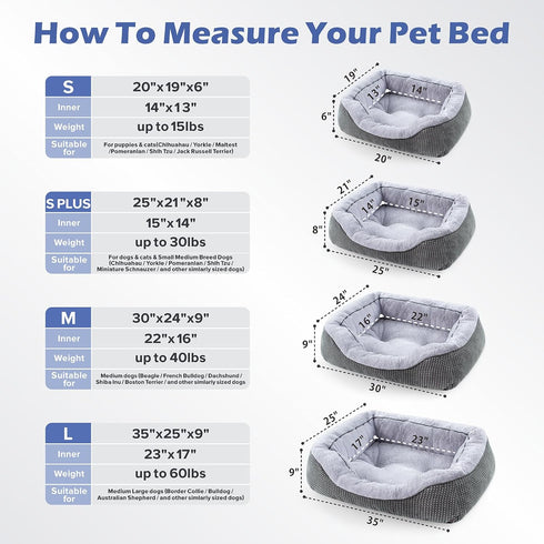 INVENHO Large Dog Beds for Large Dogs, Washable Rectangle Orthopedic Bed, Durable Pet Bed with Anti-Slip Bottom (L
