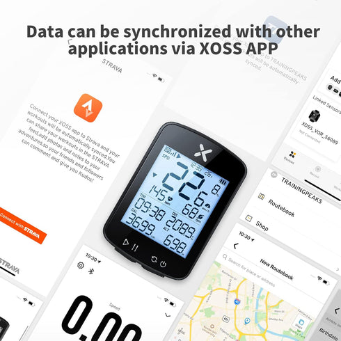XOSS G+ Gen2 GPS Bike Computer with Mount, 2.2" Bluetooth Cycling Speedometer, IPX7 Waterproof
