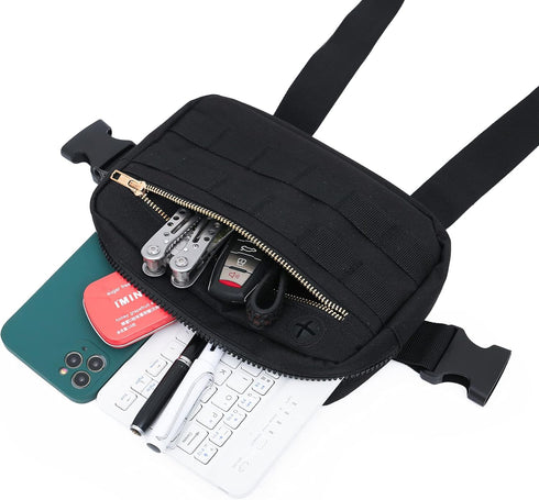 Outdoor Chest Bag for Men, Lightweight EDC Chest Pack with Built-In Phone Holder