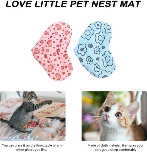 2pcs Set balacoo Small Pet Sleep Mat Hamster Warm Pad and Guinea Pig Insulated Cushion, Soft Fleece Nesting Pads