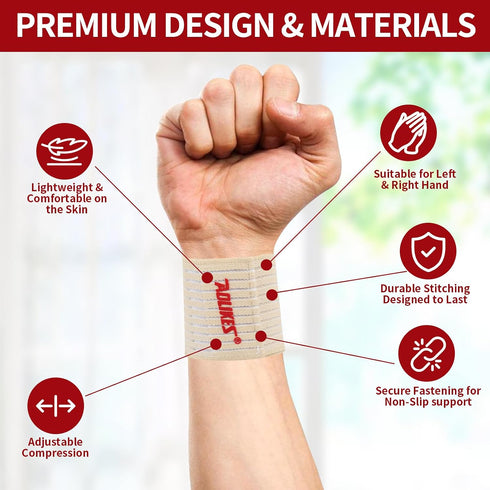 Athletic Wrist Support Wrap, Elastic Compression Band for Weightlifting, Workout, Breathable Compression