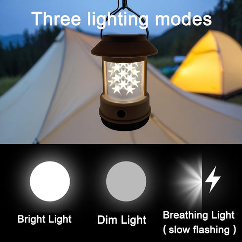 TogloFir 3 1200mAh Camping Light with Stand - Rechargeable Kids Camping Lantern, LED Decorative Lights, Solar and USB-C