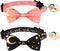 2 PCS Breakaway Cat Collar with Bow Tie and Bell, Golden Moon Glowing Star in The Dark for Kitten